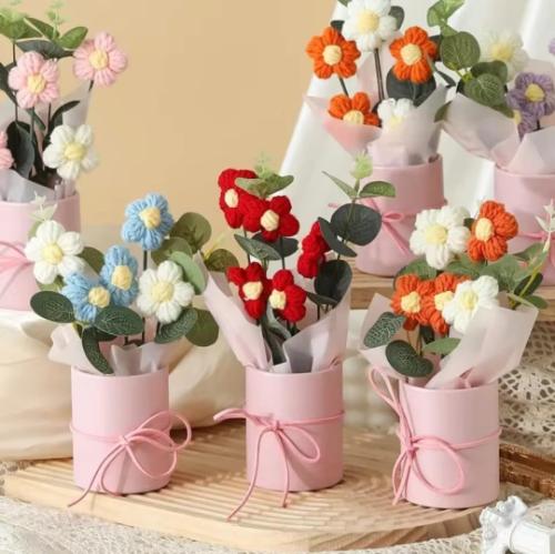 Handmade Crochet Flower Bouquet for Girls