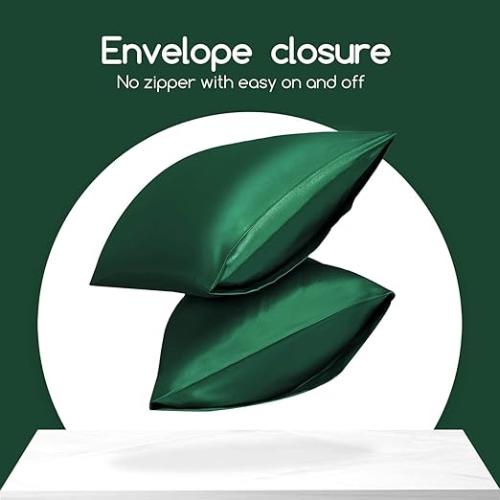 Satin Pillow Covers for Hair & Skin | Green 2 Pack