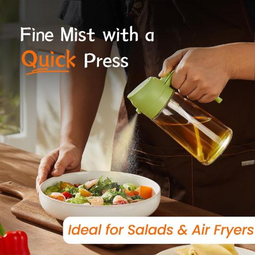 Glass Oil Dispenser & Sprayer – 500ml Green