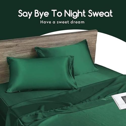 Satin Pillow Covers for Hair & Skin | Green 2 Pack