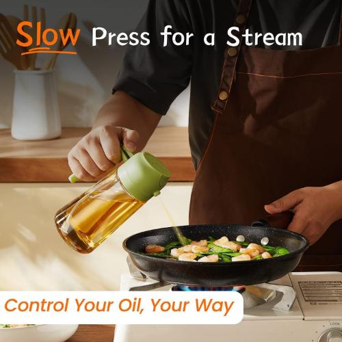 Glass Oil Dispenser & Sprayer – 500ml Green