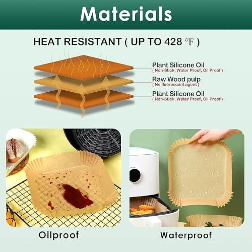 50PCS Air Fryer Paper Liners | Oil Proof Baking Sheets