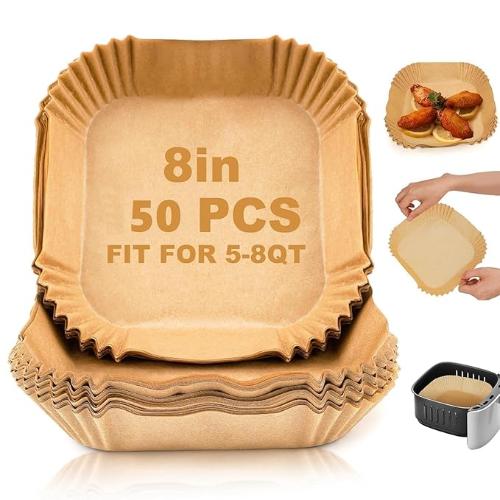 50PCS Air Fryer Paper Liners | Oil Proof Baking Sheets
