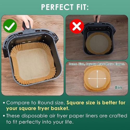 50PCS Air Fryer Paper Liners | Oil Proof Baking Sheets